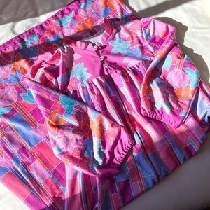 vintage pink maxi geometric floral house dress nightgown‎ womens medium